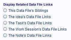 Hyperlinks that display a Data File Link's sibling records.