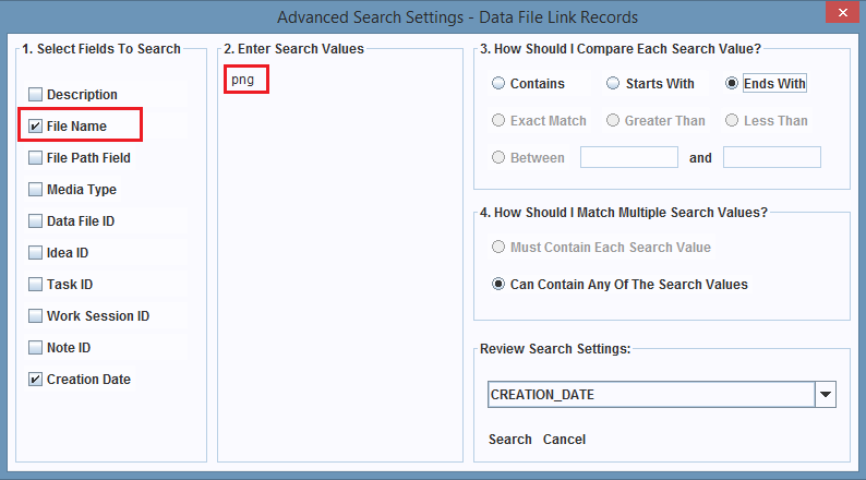 Panel 1 and 2 settings.