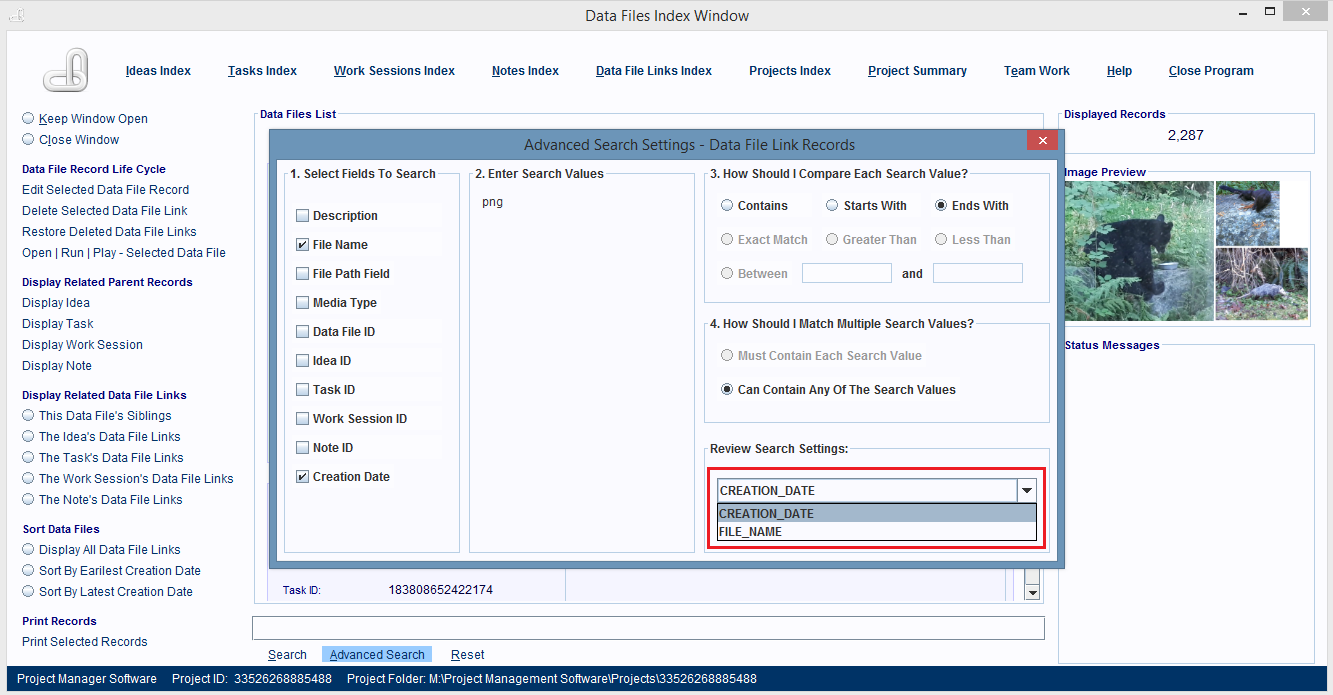 The Review Settings Combo Box lists settings for each 
    configured field. Click a field name in the combo box to see its 
    settings displayed again in the dialog box.