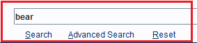 Search panel with the keyword 'bear' in it.