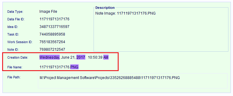 A matching record, has it's searched field values highlighted.