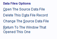 The Data File Link Window's hyperlinks for the services the window provides.