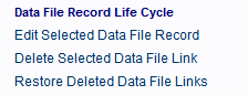 These hyperlinks make changes to the selected Data File Link record.