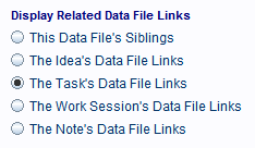 The record's parent Task record's list of linked computer files is displayed in the 
            index window.