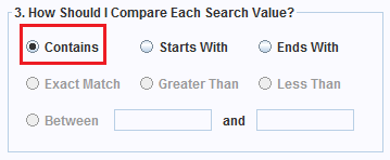 Select how the keyword phrases should be compared to the field values.