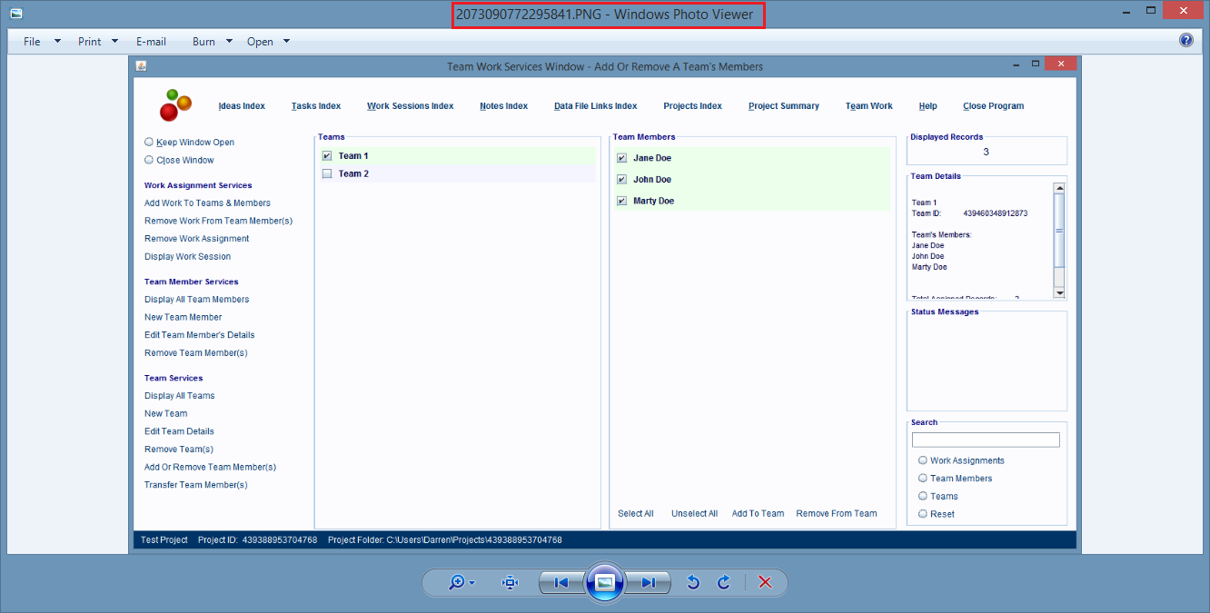 Double clicking a linked file entry opens and displays that file's data, using the software normally used 
                        to work with that kind of file.