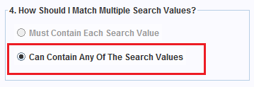 Select how many keyword phrases have to be found in the search.