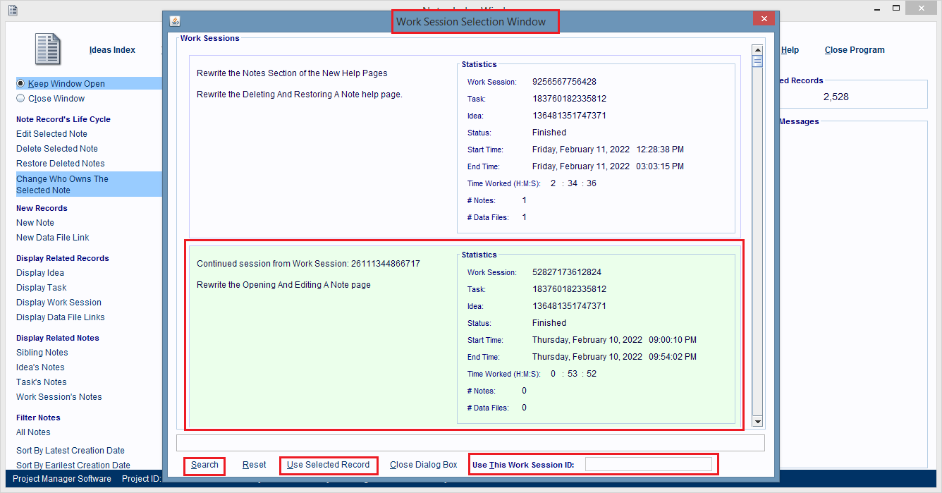 Select the type of parent record you want to link the note to.