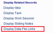 The Display Data File Links hyperlink is used to display all the Data File Link records attached to each image in a note.