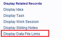 The Data File Links hyperlink is used to display all of the note's 
                        Data File Link records.