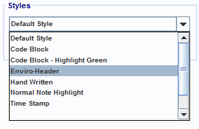 The Style's combo box shows the names of all the existing styles.