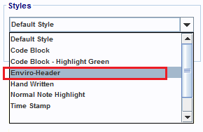 Select a style to have its settings applied to the selected text, and/or paragraph at the cursor's location.