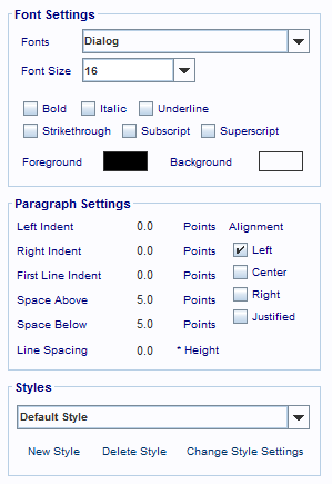 The Styles Panels found on the right hand side of the Notes Window.