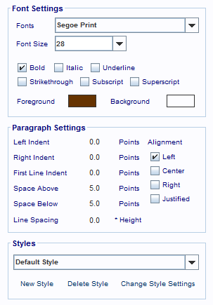 Content styling panels.