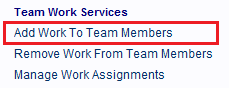 Add Work To Team Members hyperlink.