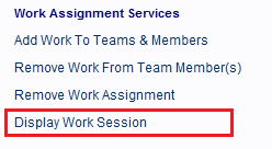 Click on the Display Work Session hyperlink to display the Work Assignments Work Session record.