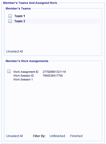 Teams And Work Assignments panel.