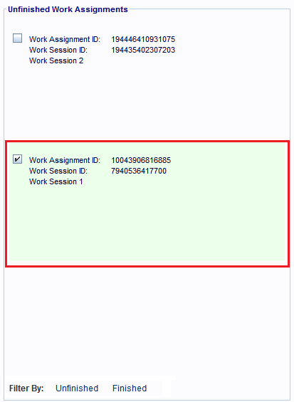 Select a Work Assignment record.