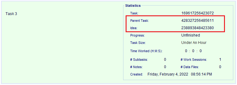 Subtask record