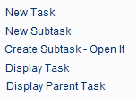 Hyperlinks that can create and/or display Task records in a Task Window.