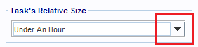 Task Size combo box.