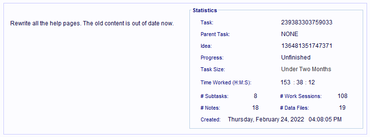 A Task Record Entry Card