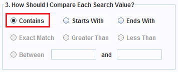 Select how the keywords are to be compared to field values.