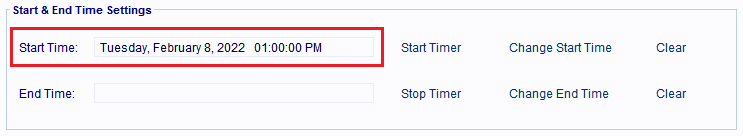 The Start Time is set to the new values.