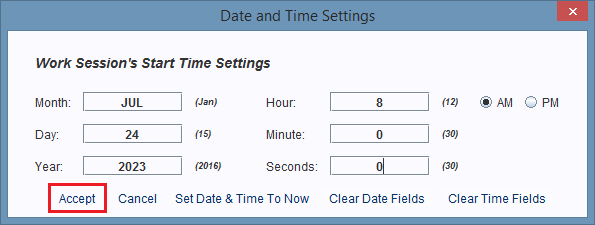 The Time And Date Settings Dialog Box