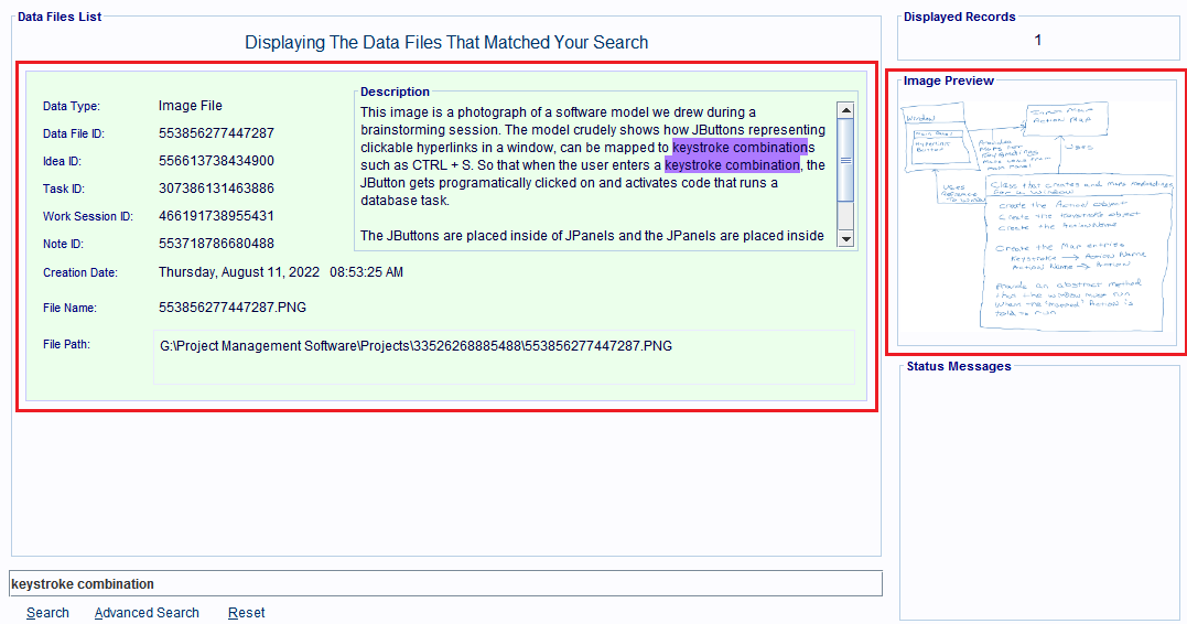 Double click anywhere on the matching record.