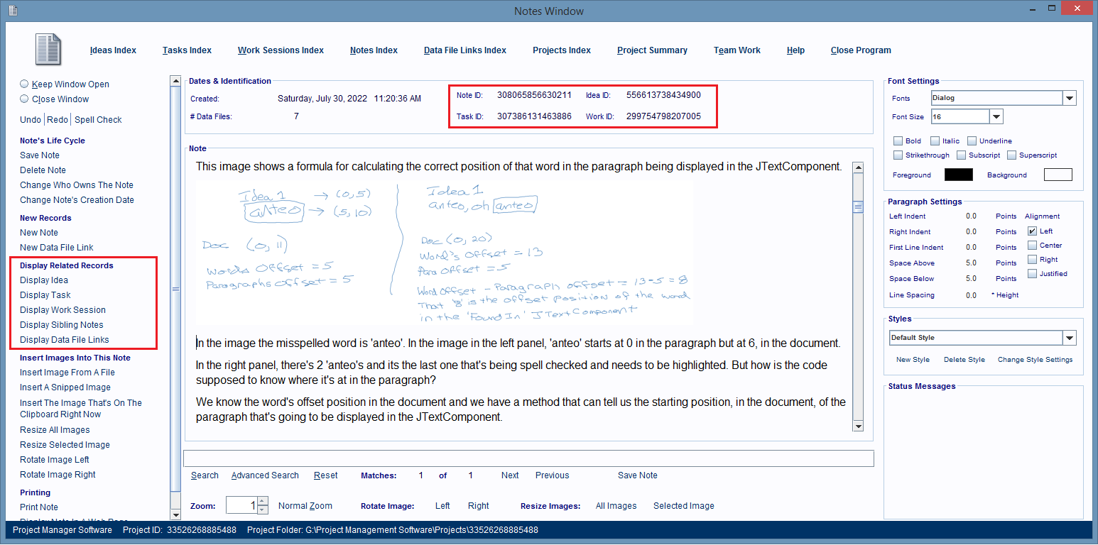 The parent record IDs and Display... hyperlinks are circled in red.